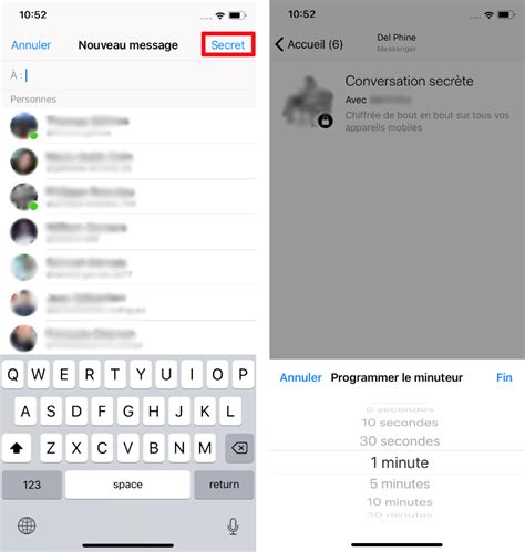 conversation secrète messenger supprimer